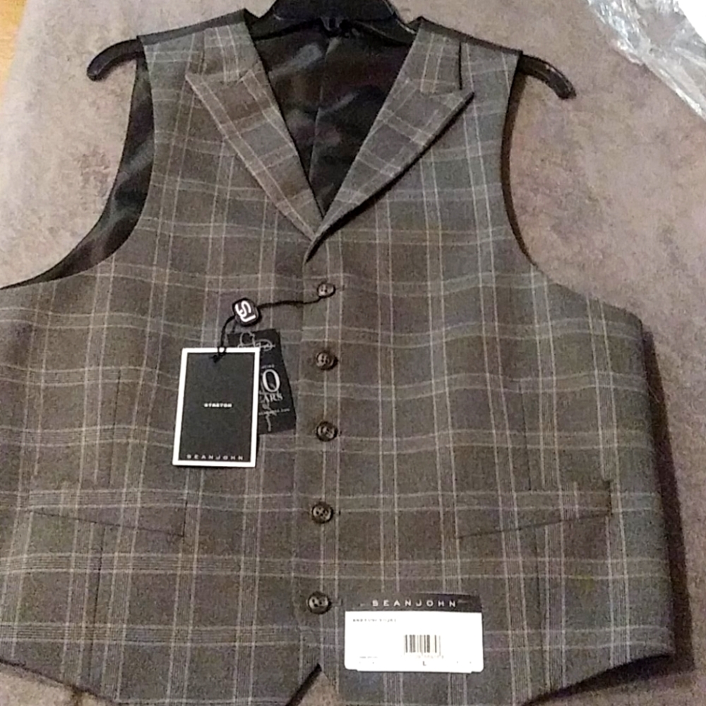 Sean John, Gray plaid vest, sizeL